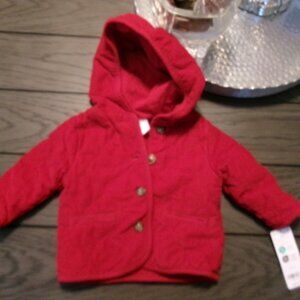 NEW Carter's QUILTED RED Corduroy GIRLS LIGHT Jacket BUTTONS Size 3 MONTHS